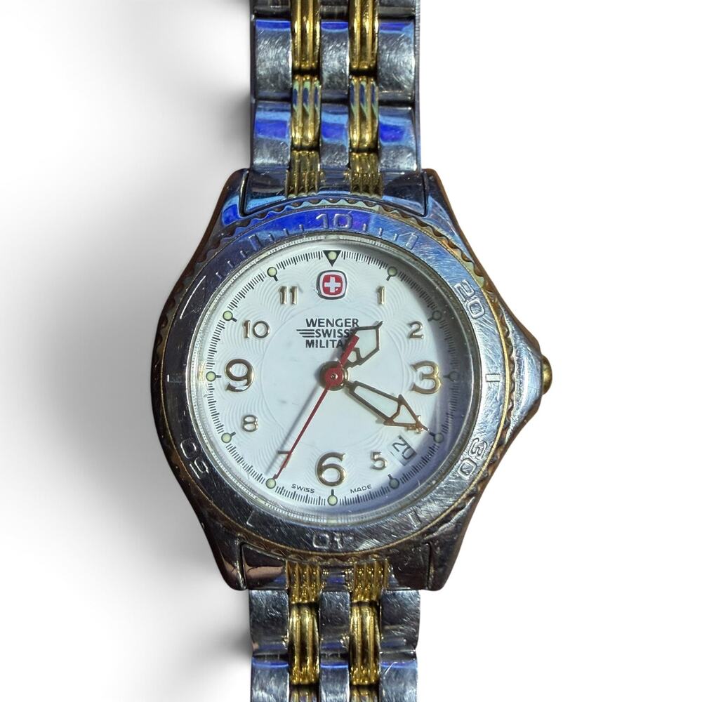 Wenger Swiss Military Gold Silver Tone Quartz Watch, Elegant & Durable 79082